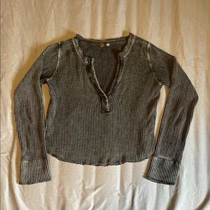 Free People FP One waffle Knit Long Sleeve Top